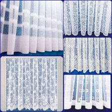 White Lace Window Net Curtains Rod Slot Ready to Use Sold By the Metre 11 Drops 