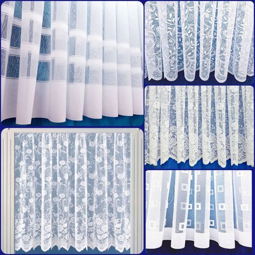 White lace window net curtains - lace,