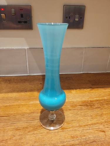 Glass vase tall turquoise - vase,