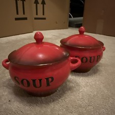 Vintage Pair Of Red Ceramic