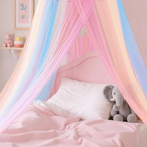 Rainbow bed canopy round - rainbow, canopy,