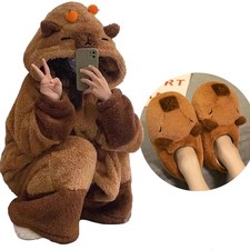 Winter Capybara Kigurumi Pajamas Cosplay Costume Unicorn Anime Sleepwear Adult