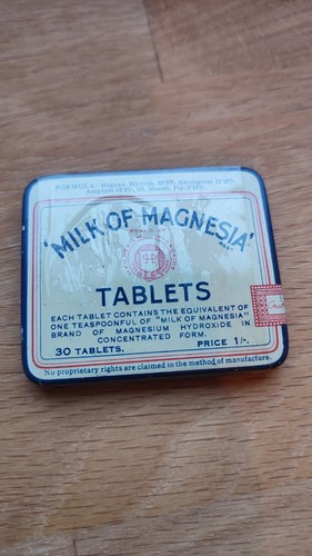 Antique milk magnesia tin - of, magnesia'