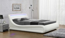 Faux Leather Ottoman LED Bed Designer Double King Size Under-Bed Storage 4FT6 5F