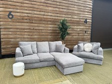 Next Mink Corner Sofa chaise And Love Chair Set In Excellent Condition