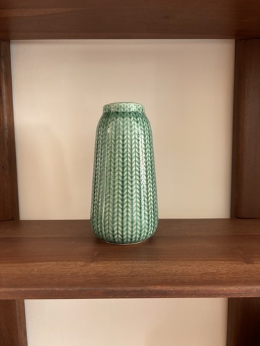 Turquoise ceramic vase with - turquoise,