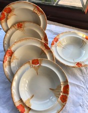 5 Swinnertons Red Poppy Floral 1930s Art Deco Bowls (Hampton Ivory)