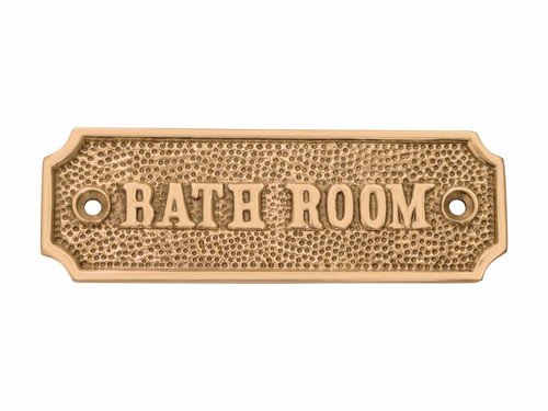 Solid brass bathroom door - brass, sign