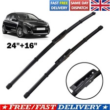 For Renault Clio MK3 2005-12 Set Front Windscreen 24" 16" Flat Aero Wiper Blades