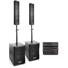 VX1200 Active PA System: Line Array Speaker with 12" Subwoofers, VMKG08 Mixer