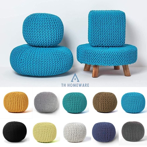 Large knitted moroccan pouffe - large,