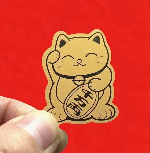 Golden lucky cat - sticker,