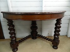 Pair Of Demi Lune Barley Twist Extending Table Solid Oak