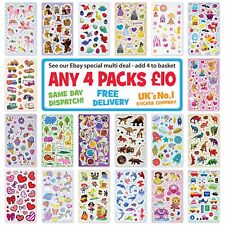14 Kids Sticker Sheets Party Bag Fillers Scrapbook Rewards Assorted Designs