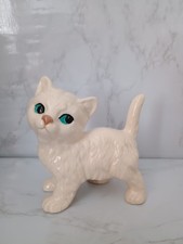 Coopercraft Ceramic White Cat / Kitten Ornament Approx 11cms Tall Excellent Cond