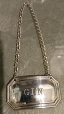 GIN Halllmarked Sterling Silver 1994 Decanter Label 50mm x 28mm 9.44gms