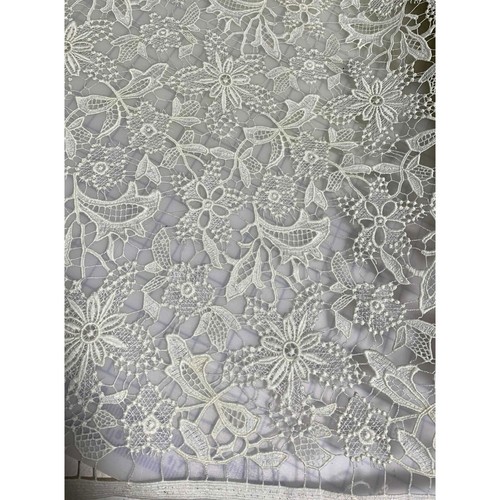 Ivory dainty floral schiffli - ivory,
