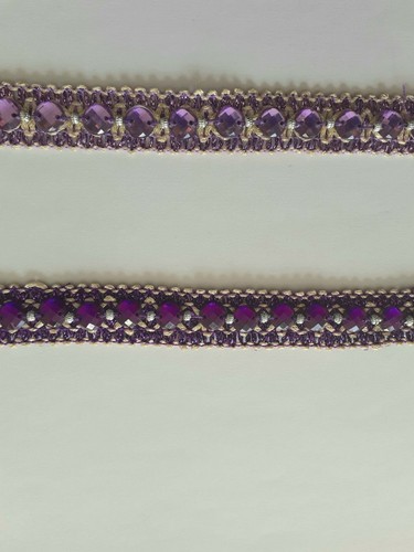 Purple lilac beaded trim - purple/lilac,