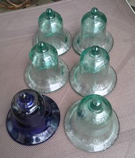Green and Blue Glass Garden Cloche Bell Jar Dome Small 4”x4” Handblown Lot Of 6