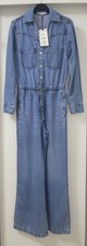 ZARA BLUE Z1975 V-NECK LYOCELL BLEND SOFT DENIM JUMPSUIT WITH POCKETS SIZE S NEW