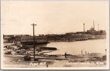 International Falls, Minnesota Real Photo RPPC Postcard "Paper Mill" 1931 Cancel