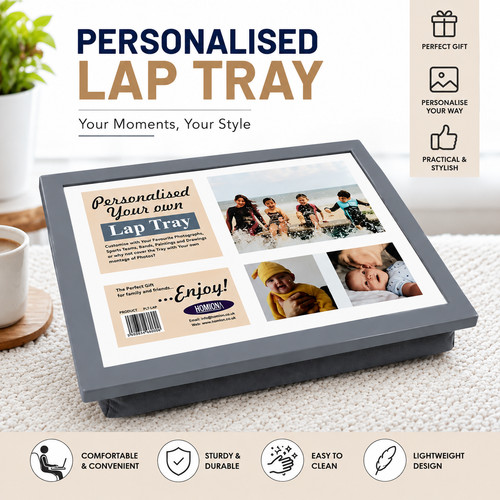 Grey lap tray - lap, personalise