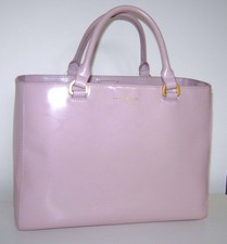 LULU GUINNESS AMELIA PALE PURPLE DUSKY PINK LEATHER LIPS PRINT LARGE HANDBAG QVC