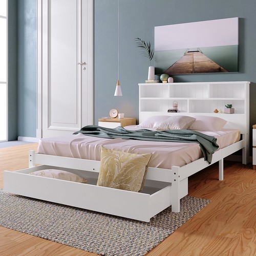 Double bed frame white 4ft6 - double, frame,