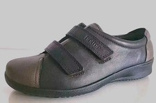 HOTTER Leap Brown/Bronze Leather Double Open Strap Flat Shoes UK 3 generous fit