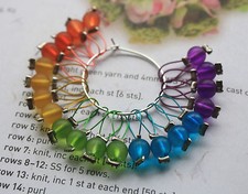 Knitting stitch markers Frosted Rainbow set of 20
