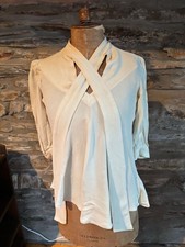 Ossie Clark for Radley 1970s Vintage Cream Moss Silk Blouse