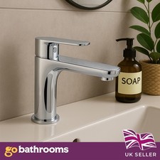 Chrome Bathroom Sink Tap Basin Mono Mixer Lever Style Click Waste