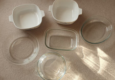 6 X VINTAGE CASSEROLE PIE DESSERT DISH GLASS PYREX PYROSIL ROAST COOKWARE BAKING