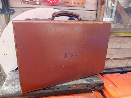 Vintage suitcase leather - suitcase, 20"