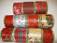 Christmas Ribbon, Tartan ribbon & hessian Ribbon. wired edge gift wrap ribbon