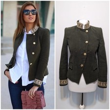 Zara Green Velvet Military