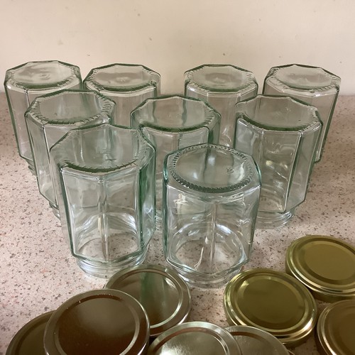 New jam jars glass hexagonal - glass,