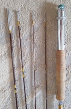 Vintage Kyoto Split Bamboo Japanese Fly/Spin Fishing Rod 1960's in box 5 piece 