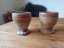French Vintage Studio Pottery Goblet Pair re-enactment, medieval.
