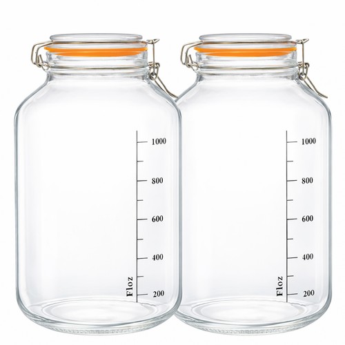 Large clip top glass jars - 2x,