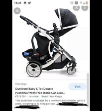 kidz kargo double pram blue