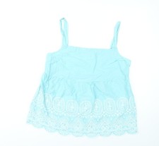 Falmer Heritage Womens Blue Embroidered Cotton Camisole Tank Top Size 16