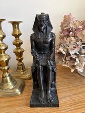 Antique heavy black granite figure Khaemwaset Son of Ramesses 2nd Egyptian