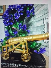 Large Heavy Vintage Brass Model Of Marine Cannon Gun 8" (1.347kg)