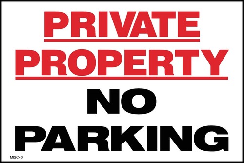 Private property parking - no,