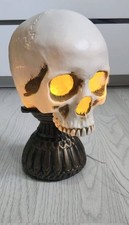 Halloween Light Up Talking Skull Prop Lamp Haunted Animated Horror Sound 28cm