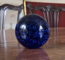 Glass Art Bubble Paperweight - Large - Glass Art - Collectible - Blue