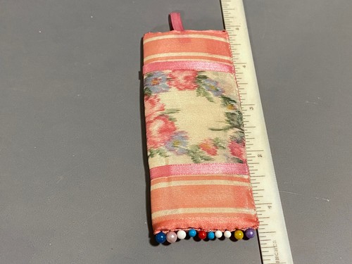 Antique floral silk pin - antique,
