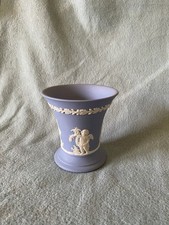 Wedgwood Blue Jasperware Vase 9cm Tall 8.5cm Diameter