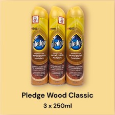 3 X 250ml Pledge Classic Wood Furniture Enhancing Polish Spray